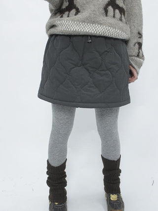 Vintage Quilted A Line Mini Skirt with Elastic Waist