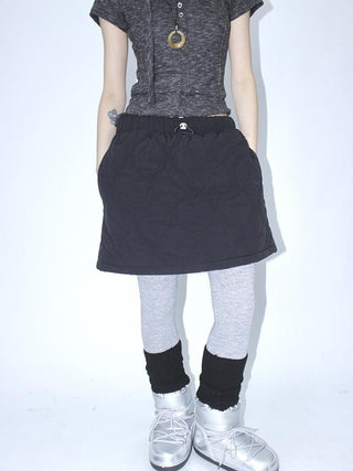 Vintage Quilted A Line Mini Skirt with Elastic Waist