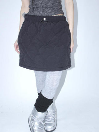 Vintage Quilted A Line Mini Skirt with Elastic Waist