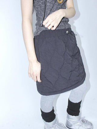 Vintage Quilted A Line Mini Skirt with Elastic Waist