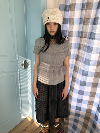 Vintage Slim Cropped Two Piece Grey Crew Neck Short Sleeve Women T-Shirt