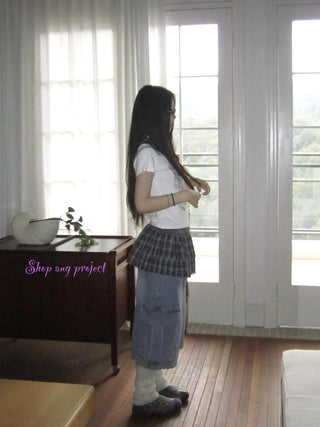 Vintage Washed Cropped Jeans With Pockets Jeans