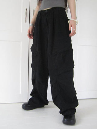 Vintage Washed Pleated Pocket Cargo Pants