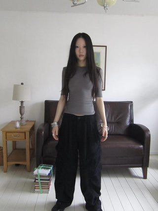 Vintage Washed Pleated Pocket Cargo Pants