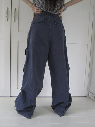 Vintage Washed Pleated Pocket Cargo Pants