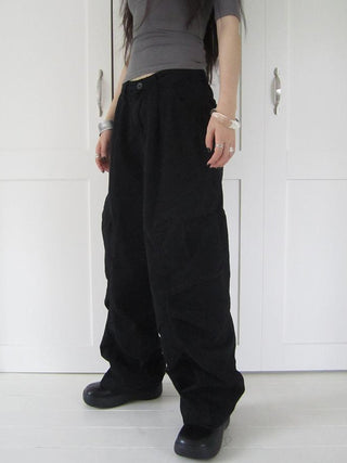 Vintage Washed Pleated Pocket Cargo Pants