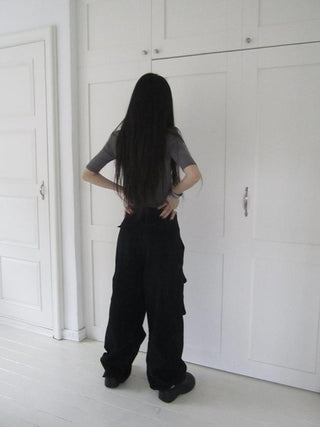 Vintage Washed Pleated Pocket Cargo Pants