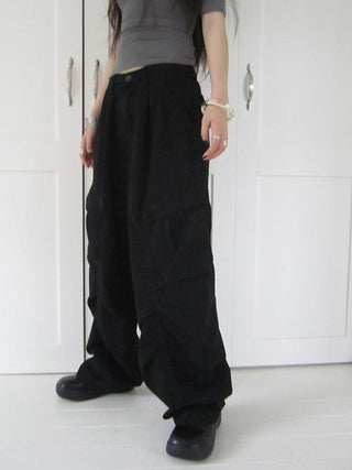 Vintage Washed Pleated Pocket Cargo Pants