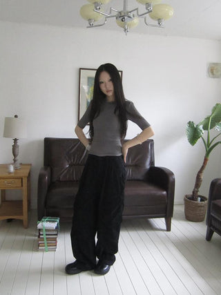 Vintage Washed Pleated Pocket Cargo Pants