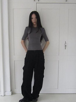 Vintage Washed Pleated Pocket Cargo Pants