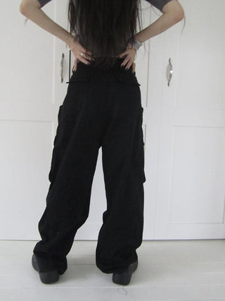 Vintage Washed Pleated Pocket Cargo Pants