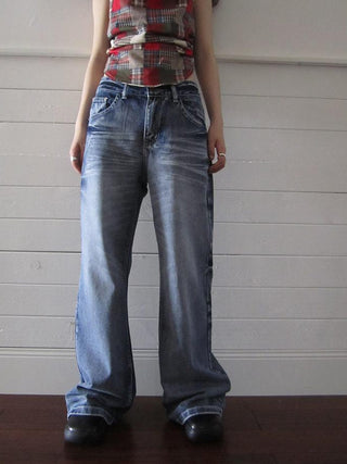 Vintage Washed Y2K Straight Leg Jeans