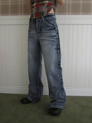 Vintage Washed Y2K Straight Leg Jeans