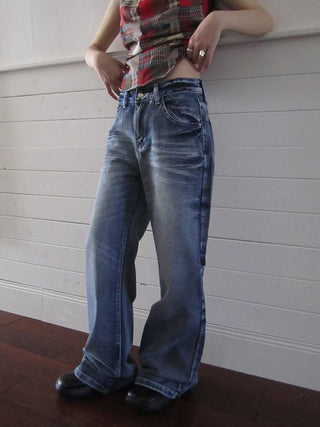 Vintage Washed Y2K Straight Leg Jeans
