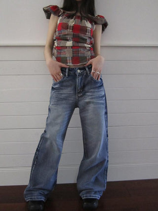 Vintage Washed Y2K Straight Leg Jeans