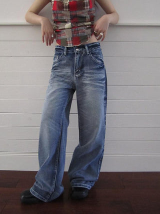 Vintage Washed Y2K Straight Leg Jeans