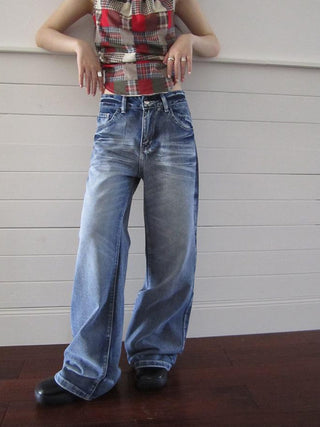 Vintage Washed Y2K Straight Leg Jeans