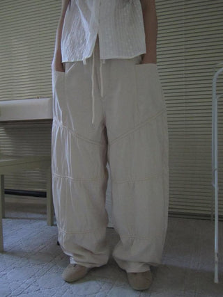 Vintage Wide Leg Trousers With Adjustable Waist Tie