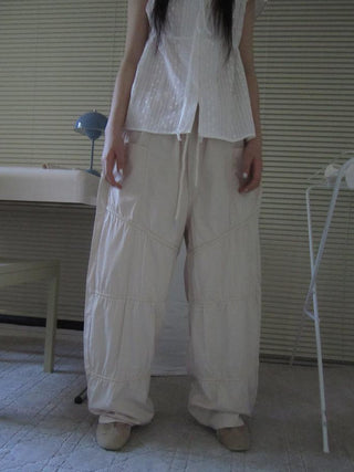 Vintage Wide Leg Trousers With Adjustable Waist Tie