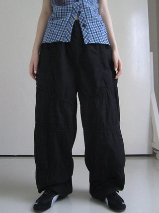 Vintage Wide Leg Trousers With Adjustable Waist Tie