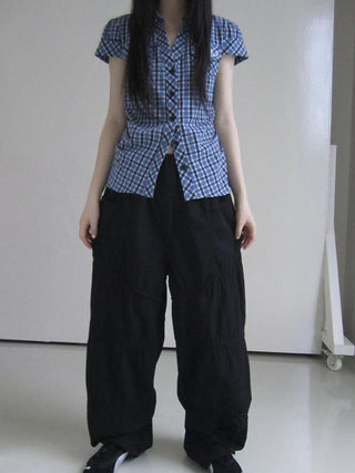 Vintage Wide Leg Trousers With Adjustable Waist Tie