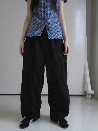 Vintage Wide Leg Trousers With Adjustable Waist Tie
