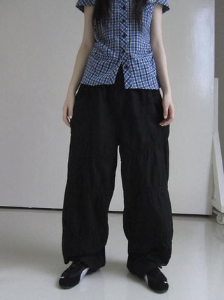 Vintage Wide Leg Trousers With Adjustable Waist Tie