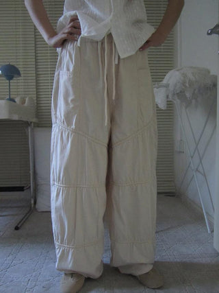 Vintage Wide Leg Trousers With Adjustable Waist Tie