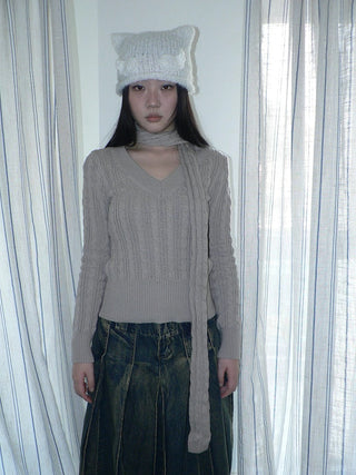 Vintage Workwear V Neck Slim Fit Minimal Casual Women Black Gray Sweater