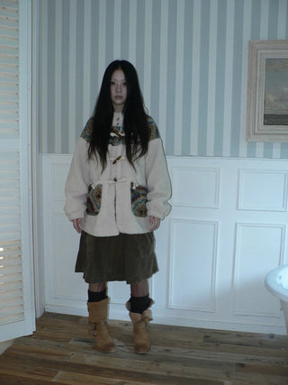 Warm Insulated Hooded Colorblock Oversized Horn Toggle Women Puffer Jacket