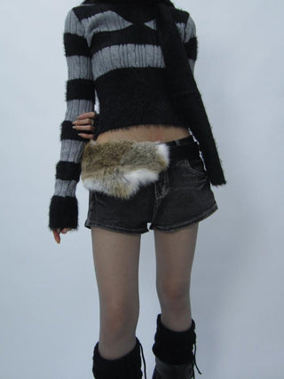 Y2K Shibuya Faux Fur Fluffy Belt