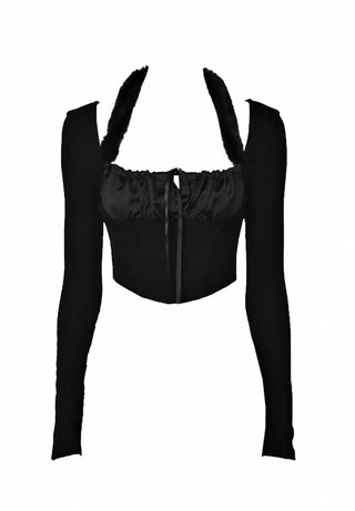 [AnyQ] Detachable fur tie knitted long sleeves