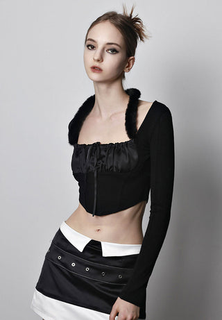 [AnyQ] Detachable fur tie knitted long sleeves