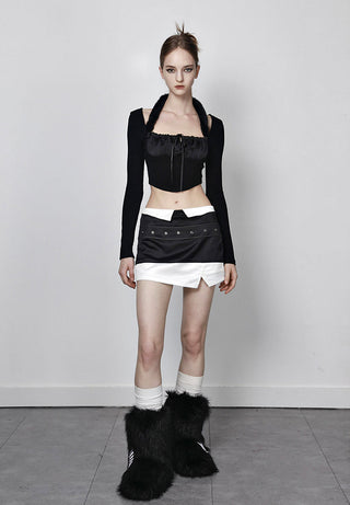 [AnyQ] Detachable fur tie knitted long sleeves