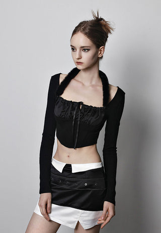 [AnyQ] Detachable fur tie knitted long sleeves