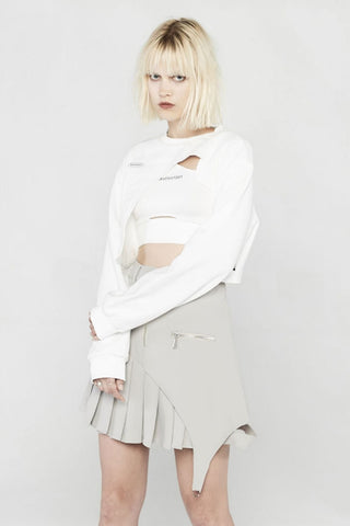 [AnyQ] Deconstructed pleated A-line short skirt casual skirt