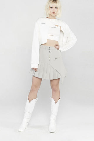 [AnyQ] Deconstructed pleated A-line short skirt casual skirt