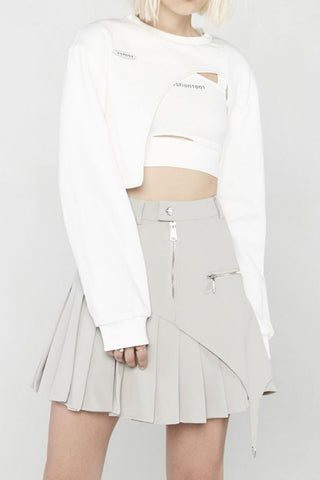 [AnyQ] Deconstructed pleated A-line short skirt casual skirt