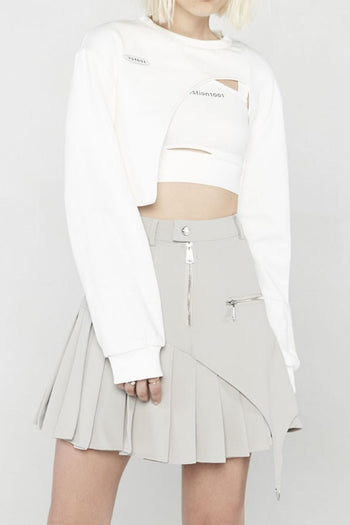 [AnyQ] Deconstructed pleated A-line short skirt casual skirt