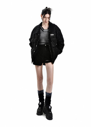 [AnyQ] Dark grid irregular skirt