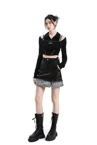 [AnyQ] Grey fur high waist slit skirt