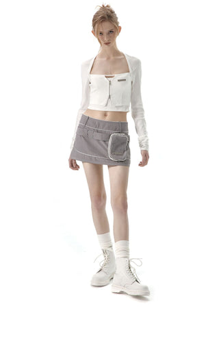[AnyQ] 3D pocket functional low waist skirt