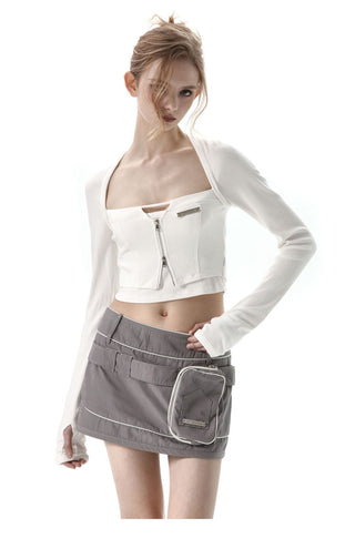 [AnyQ] 3D pocket functional low waist skirt