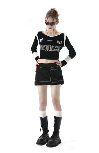[AnyQ] 3D pocket functional low waist skirt