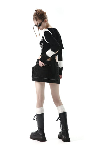 [AnyQ] 3D pocket functional low waist skirt