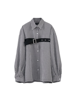 [AnyQ] Checkered stripes design loose shirt jacket