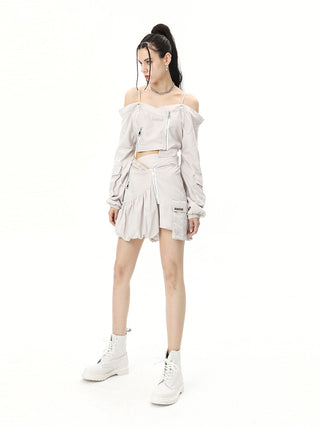 [AnyQ] Deconstructed design Top & irregular flower skirt