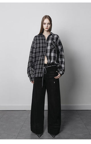 [AnyQ] Checkered oversized shirt jacket