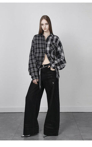 [AnyQ] Checkered oversized shirt jacket