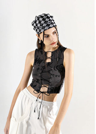 [AnyQ] Black and white checkered scarf